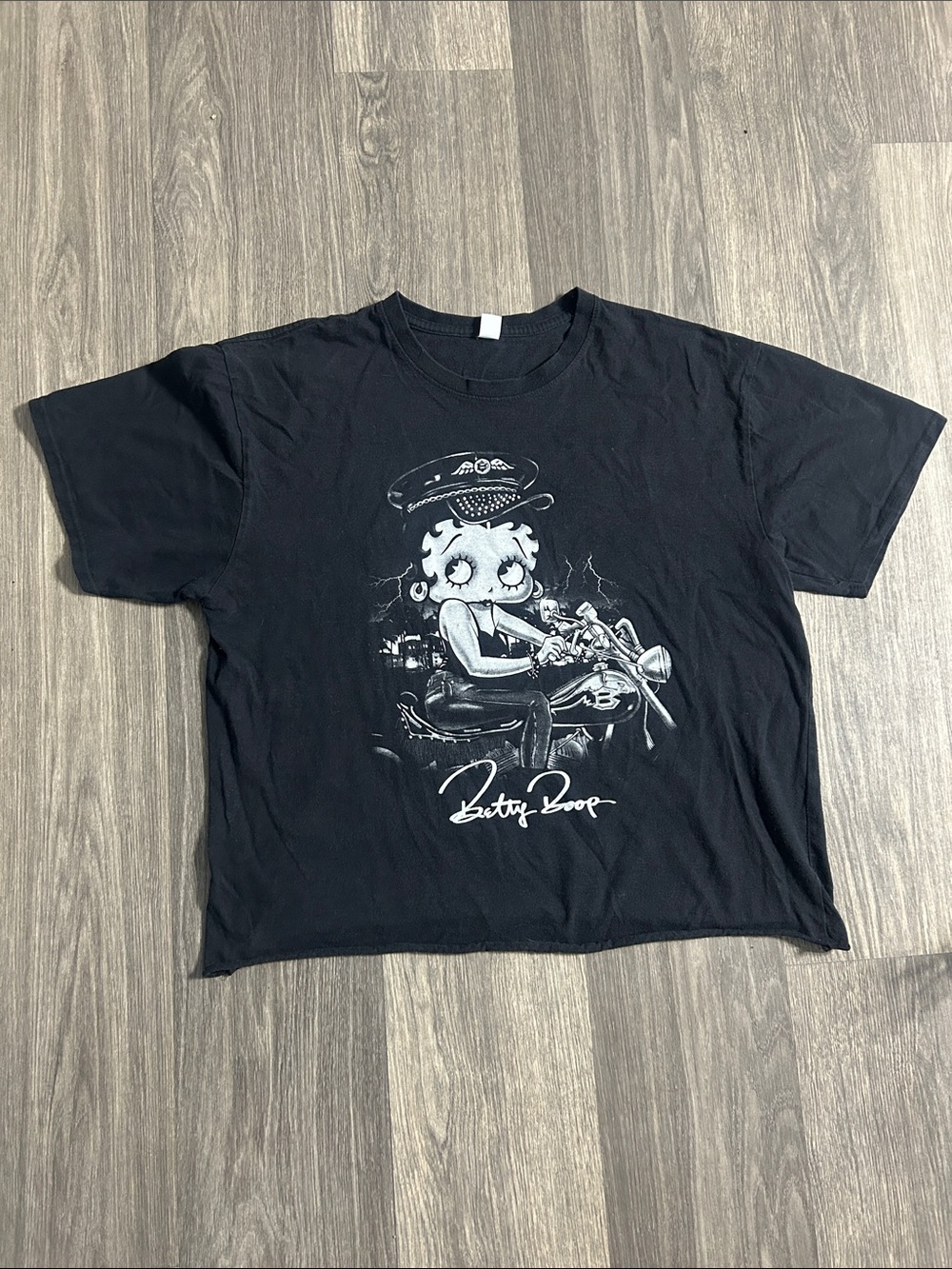 Betty Boop Black and White Motorcycle Graphic Tee